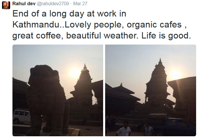 Rahul Dev in Kathmandu Tweeter