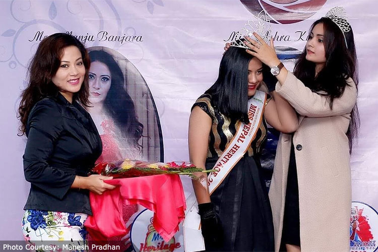Miss Heritage International Nepal 2015 Nisha Pathak crowned Ashra Kunwar as Miss Heritage International Nepal 2016