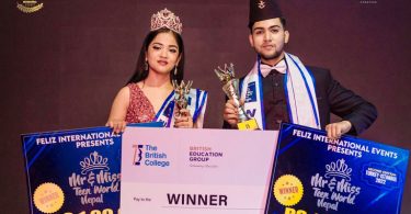 Piyush and Sunaina awarded Mr. & Miss Teen World Nepal 2022