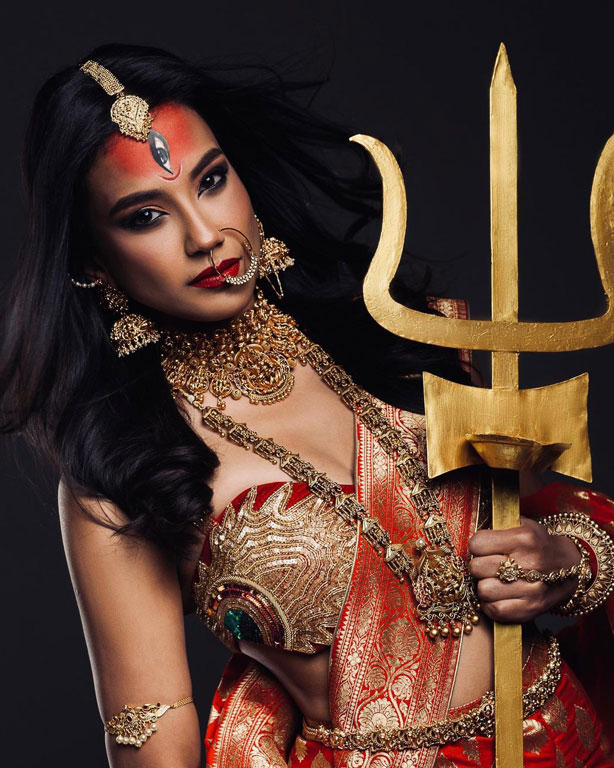 Sophiya Bhujel Representing Nepal In Miss Universe In A Traditional Gown That Portrays Her As A