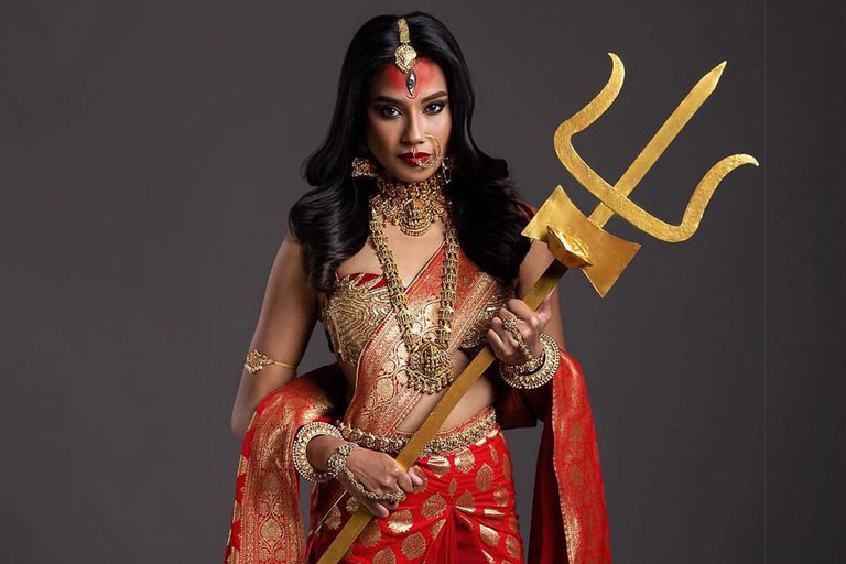 Sophiya Bhujel Representing Nepal In Miss Universe In A Traditional Gown That Portrays Her As A