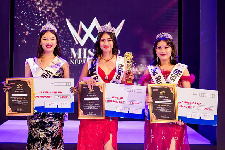 Shiksha Rana won Miss Plus Two Nepal 2023 Title. She also received the Miss Personality and Miss Stylish awards. Dedicated to the plus two level students contest has successfully concluded its fifth season.