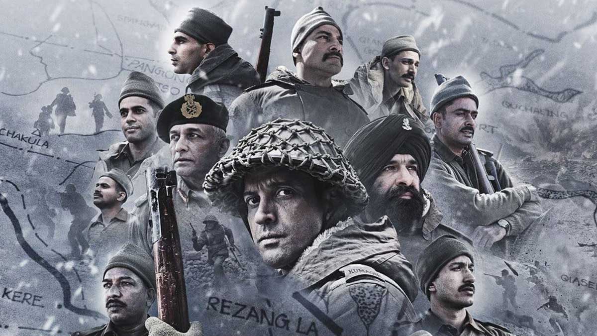 Poster of Bollywood war drama 120 Bahadur showcasing Rezang La battle