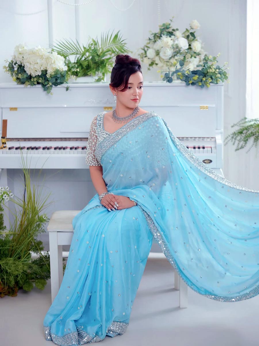 Nabina Ranabhat showcasing her elegant style in saree photoshoot.