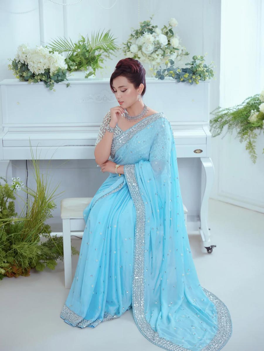 Nabina Ranabhat poses elegantly in Nepali saree