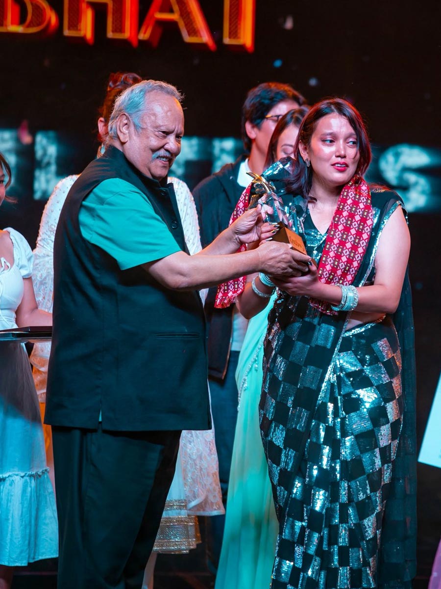 Nabina Ranabhat celebrating victory with judge Neer Bikram Shah