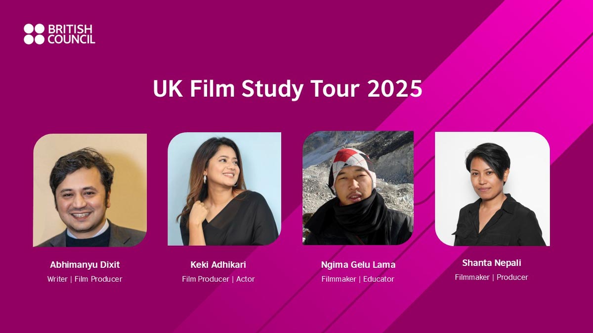 Four Nepali filmmakers selected for British Council UK Film Study Tour 2025 to promote cultural collaboration between Nepal and the UK.