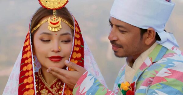 Prakash Saput and Parikshya Limbu in an emotional scene from the film 'Soltinee'