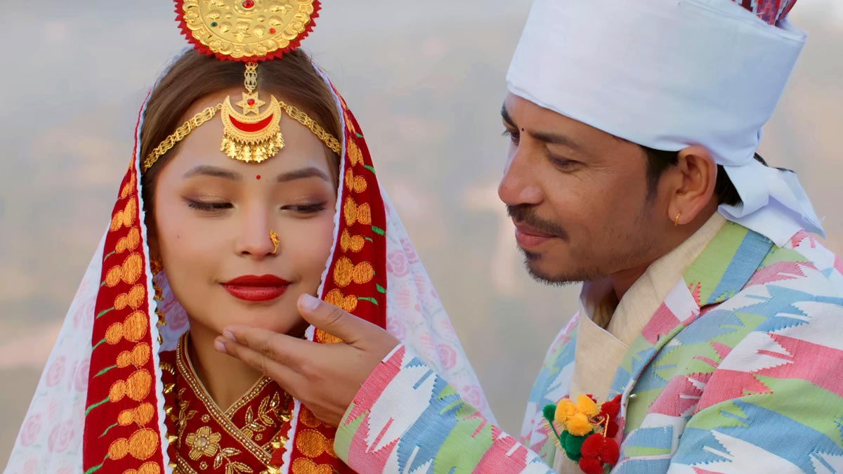 Prakash Saput and Parikshya Limbu in an emotional scene from the film 'Soltinee'