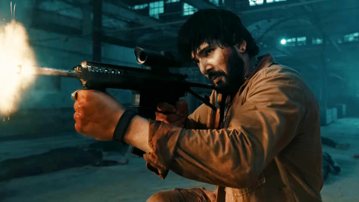 Actor Sushil Shrestha performing action sequence in Nepali film Pariwartan teaser, representing youth revolution and courage.