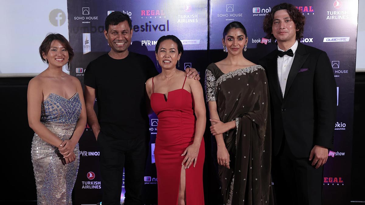 group photo Gaumaya Gurung, Deepak Rauniyar, Asha Magrati, Nikita Chandak and Niraj Shrestha at Mumbai Film Festival 2024