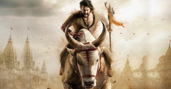 Mahesh Babu as Rudhra riding a white bull with a trishul in SS Rajamouli’s film Varanasi.
