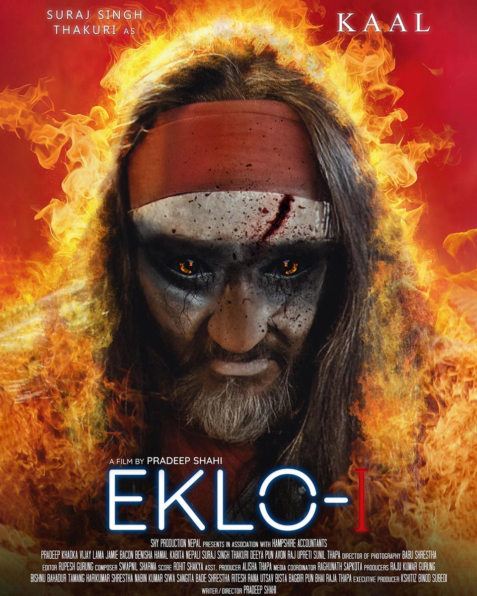 Character poster of Nepali sci-fi film Eklo-I showing Suraj Singh Thakuri as Kaal