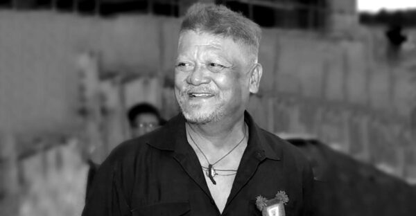 Black and white portrait of late Nepali actor Sunil Thapa.