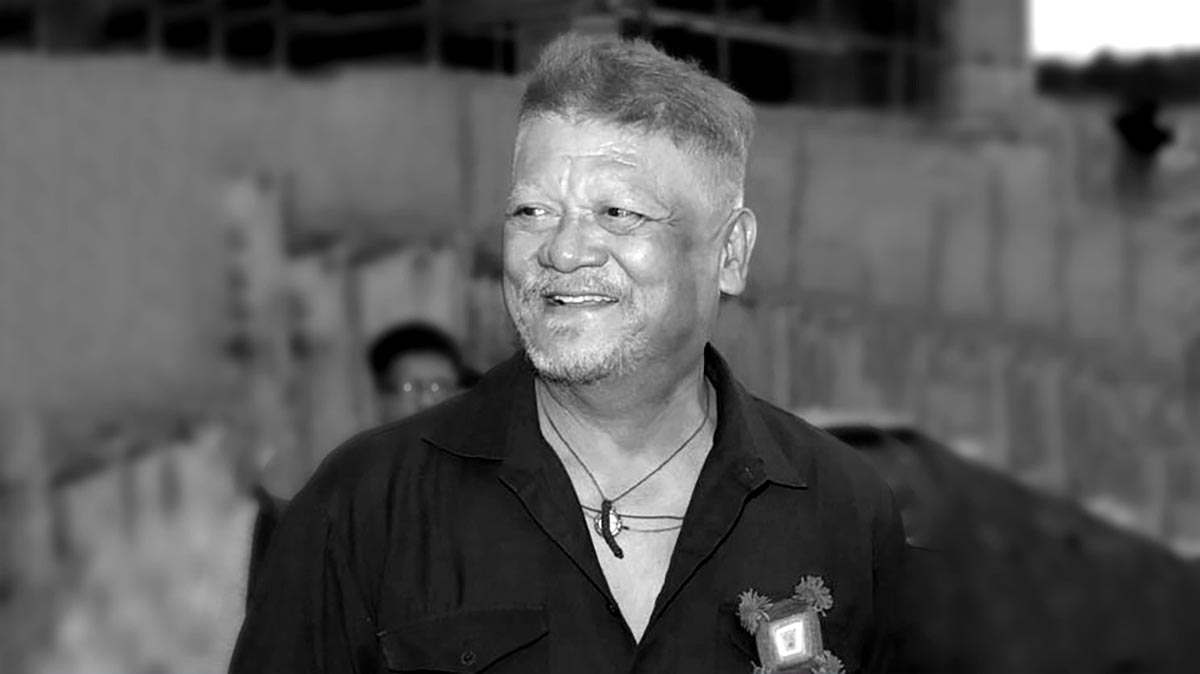 Black and white portrait of late Nepali actor Sunil Thapa.