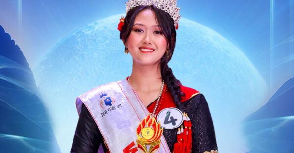 Jiyana Maharjan being crowned Miss Newa World 1146 at Jyapu Pragya Bhawan during the grand cultural beauty pageant event.