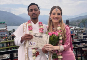 Madeleine Jaye with her Nepali husband Ram