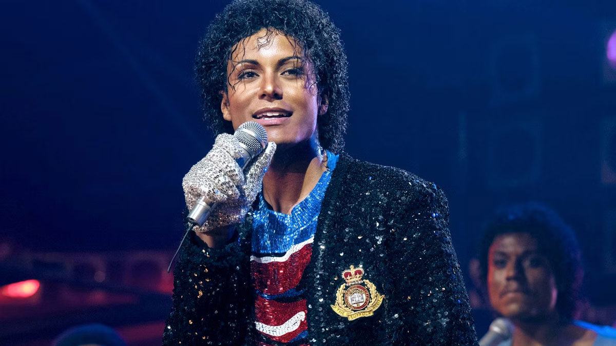 Jaafar Jackson portraying Michael Jackson in the biographical film Michael.